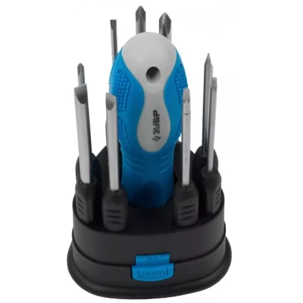 Набор ЗУБР Отвертка "ЭКСПЕРТ" со сменными стержнями 60мм, SL 3,0, 4,0, 5,0, 6,0мм, PH№ 0, 1, 2, TORX 10, 15, 10пред. 25282-H10 купить в Нижневартовске