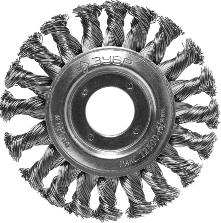 ЗУБР "ПРОФЕССИОНАЛ". Щетка дисковая для УШМ, плетеные пучки стальной проволоки 0,5мм, 100х22мм 35190-100_z02 купить в Нижневартовске