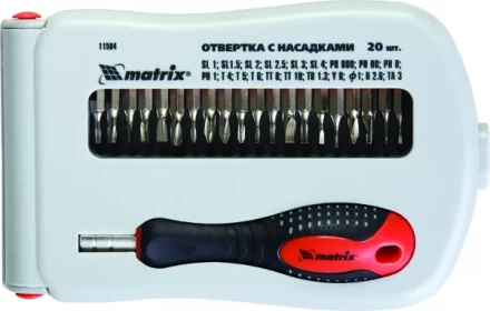 Отвертка для точных работ с насадками Fusion 22 пр. в пласт. пенале  Matrix 11584 купить в Нижневартовске