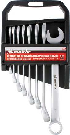 Набор ключей комбинированных 6 - 17 мм 6 шт. CrV матовый хром MATRIX 15402 купить в Нижневартовске