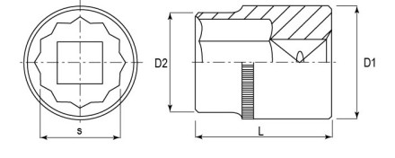 Головка торцевая 12-гранная 1/2&quot;DR 14 мм S04H4914 Jonnesway 47410 купить в Нижневартовске