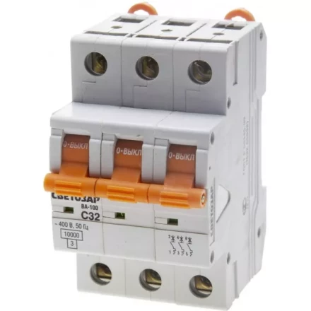Выключатель автоматический СВЕТОЗАР 3-полюсный, 32 A, "C", откл. сп. 10 кА, 400 В SV-49073-32-C купить в Нижневартовске