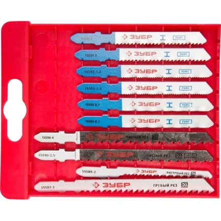 Набор ЗУБР "ЭКСПЕРТ" Полотна для эл/лобзика, по дер. и мет., EU-хвост., пласт.бокс, 10шт 15586-H10 купить в Нижневартовске