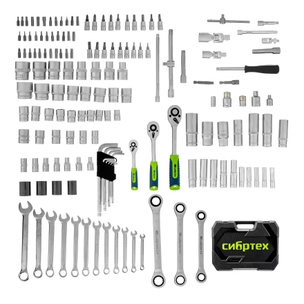 Набор инструментов Сибртех 14172, 1/2", 3/8", 1/4", пластиковый кейс 160 предм. купить в Нижневартовске