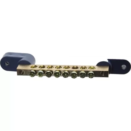 Шина СВЕТОЗАР нулевая на 2-х угловых изоляторах, поворотная,макс. ток 100А, 5,2мм, 8 полюсов 49809-08 купить в Нижневартовске