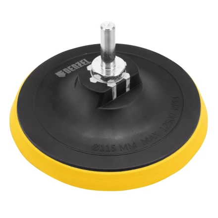 Тарелка опорная для дрели и УШМ с липучкой, 115 мм, стандартная, с адаптером c М14 на d8 Denzel 76250 купить в Нижневартовске
