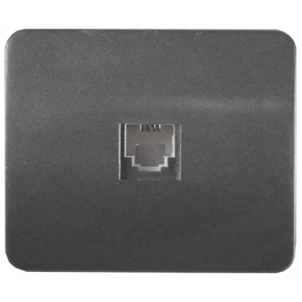 Розетка СВЕТОЗАР "ГАММА" телефонная, одинарная, без вставки и рамки, цвет темно-серый металлик SV-54117-DM купить в Нижневартовске