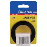 Изолента, STAYER Profi 12292-D-15-10, ПВХ, на карточке, 15мм х 10м х 0,18мм, черная 12292-D-15-10
