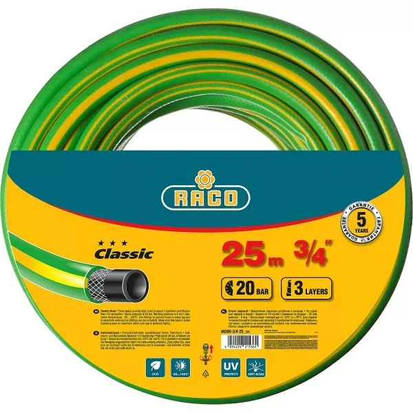 Шланг RACO CLASSIC поливочный, 20атм., армированный, 3-х слойный, 3/4"х25м 40306-3/4-25_z01 купить в Нижневартовске