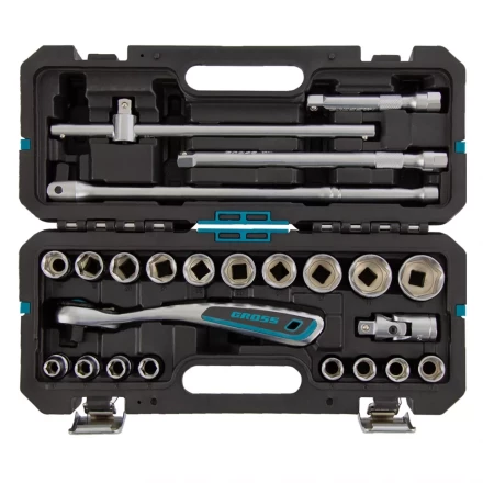 Набор инструментов 24 предмета, 120 зубьев, CrV, 1/2" Gross 14147 купить в Нижневартовске