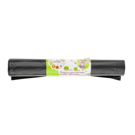 Пакеты для мусора 120 л 10 шт пвд прочные черные длинный ролик Elfe 92726 купить в Нижневартовске