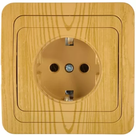 Розетка СВЕТОЗАР "ГАММА" с заземлением, одинарная, цвет ольха, 16А/~250В SV-54105-A купить в Нижневартовске