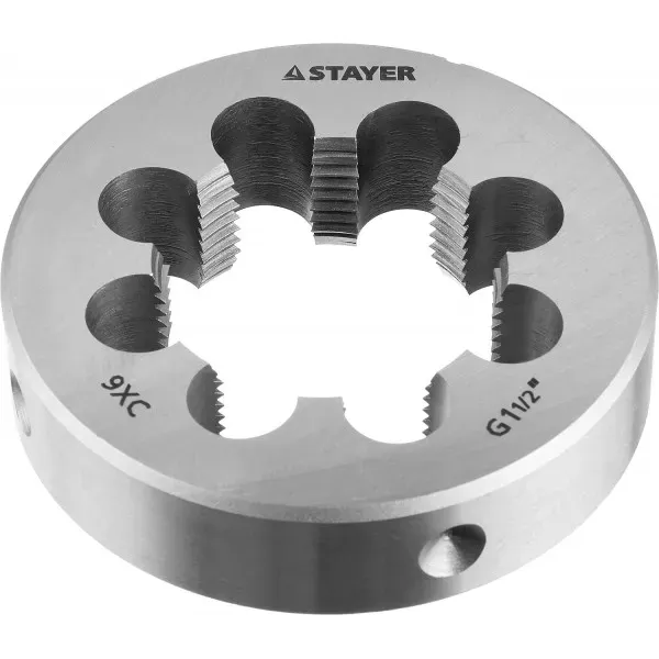 Плашка круглая ручная STAYER "MASTER", сталь 9ХС, для трубной резьбы G 1 1/2`` 28029-3/2 купить в Нижневартовске