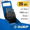 ЗУБР ПРОФ-В, 25 шт, (1-13 мм), сталь Р6М5, класс В, мет.бокс, набор сверл по металлу, Профессионал (29621-H25) купить в Нижневартовске