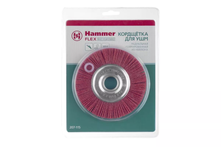 Кордщетка HAMMER плоская 125мм для УШМ нейлон (207-115) купить в Нижневартовске