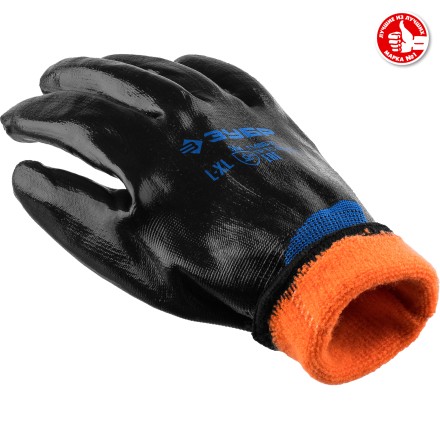 ЗУБР АРКТИКА, L-XL, двухслойные перчатки из акрила и нейлона, нитриловый облив, утеплённые, Профессионал (11469-XL) купить в Нижневартовске