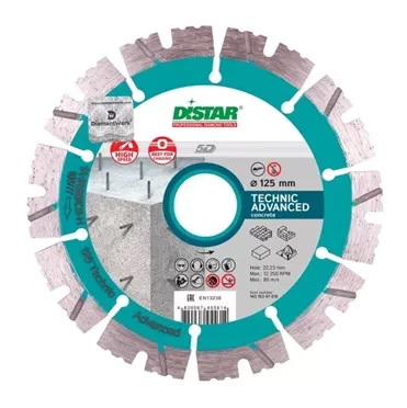 Диск алмазный сегментный по армированному бетону Technic Advanced 125 мм DiStar купить в Нижневартовске
