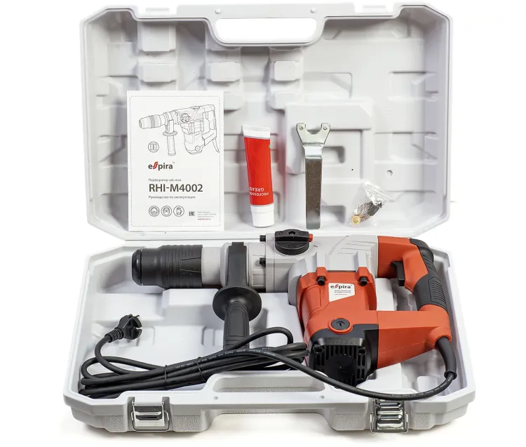 Перфоратор ESPIRA RHI-M4002 (sds max 220 – 240В/50 Гц, мощность 1500 Вт, эн.удара 10 Дж, вес 7.2 кг, кейс), 400551 купить в Нижневартовске