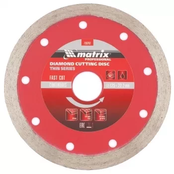 Диск алмазный отрезной сплошной ф125х22,2мм тонкий мокрое резание MATRIX Professional 730787 купить в Нижневартовске