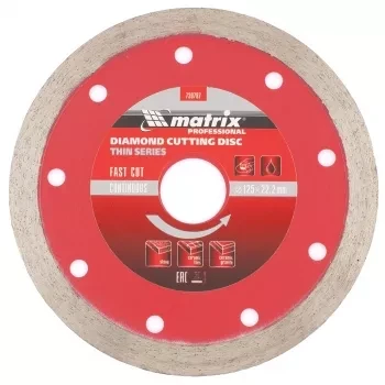 Диск алмазный отрезной сплошной ф125х22,2мм тонкий мокрое резание MATRIX Professional 730787 купить в Нижневартовске