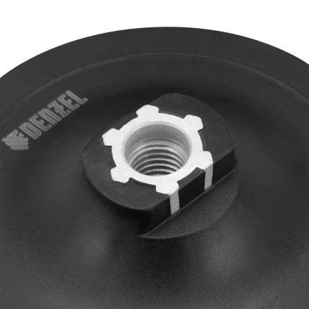 Тарелка опорная для дрели и УШМ с липучкой, 125 мм, стандартная, с адаптером c М14 на d8 Denzel 76251 купить в Нижневартовске