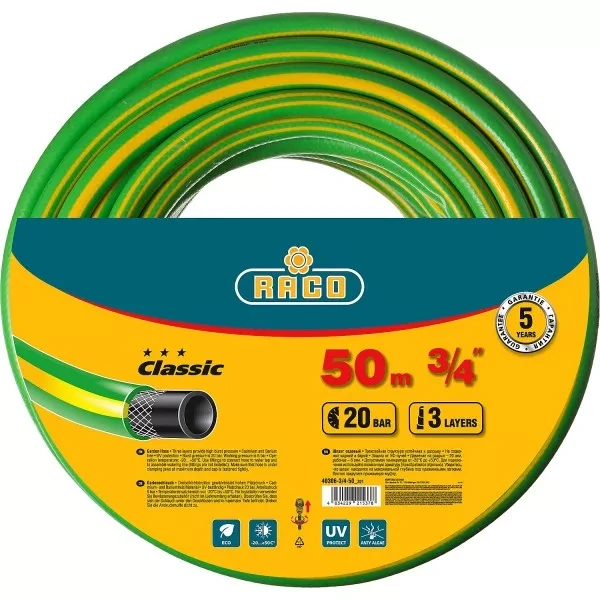 Шланг RACO CLASSIC поливочный, 20атм., армированный, 3-х слойный, 3/4"х50м 40306-3/4-50_z01 купить в Нижневартовске