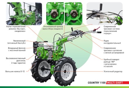Мотоблок бензиновый AURORA COUNTRY 1100 MULTI-SHIFT купить в Нижневартовске