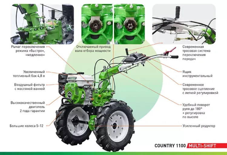 Мотоблок бензиновый AURORA COUNTRY 1100 MULTI-SHIFT купить в Нижневартовске