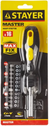 Набор STAYER "MASTER": Отвертка-битодержатель, биты 25мм 15шт, 16 предметов 2545-H5_z01 купить в Нижневартовске