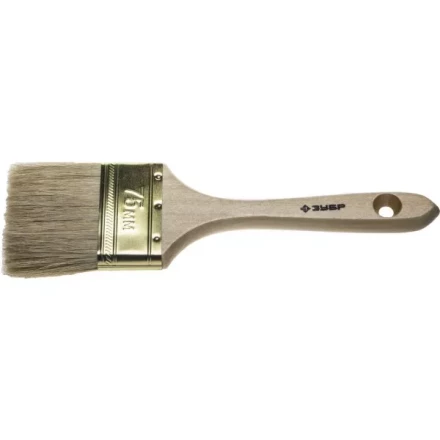 Кисть плоская  ЗУБР "УНИВЕРСАЛ-ЭКСПЕРТ", натуральная щетина, деревянная ручка, 75мм 4-01005-075 купить в Нижневартовске