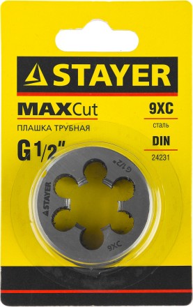 Плашка круглая ручная STAYER &quot;MASTER&quot;, сталь 9ХС, для трубной резьбы G 1/2`` 28029-1/2 купить в Нижневартовске