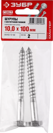 Шурупы ЗУБР "МАСТЕР" с шестигранной головкой, оцинкованные, 10x100мм, 2шт 300456-10-100 купить в Нижневартовске