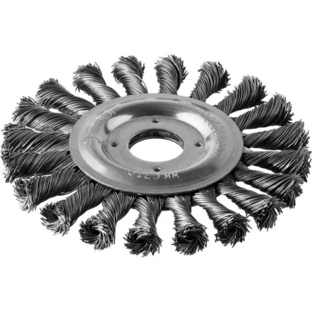 ЗУБР "ПРОФЕССИОНАЛ". Щетка дисковая для УШМ, плетеные пучки стальной проволоки 0,5мм, 125х22мм 35190-125_z02 купить в Нижневартовске