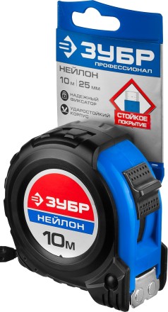 Рулетка ЗУБР &quot;НЕЙЛОН&quot;, нейлоновое покрытие, упрочненное полотно, ударопрочный обрезиненный корпус, 10м/25мм 34056-10-25_z01 купить в Нижневартовске