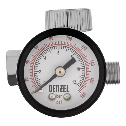 Регулятор давления с манометром для краскораспылителя Denzel K1500, 12 бар, 1/4&quot;, 57001 купить в Нижневартовске