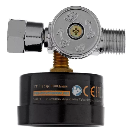 Регулятор давления с манометром для краскораспылителя Denzel K1500, 12 бар, 1/4&quot;, 57001 купить в Нижневартовске