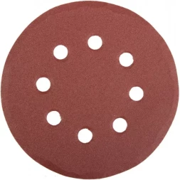 Круг шлифовальный универсальный STAYER &quot;MASTER&quot; из абразивной бумаги на велкро основе, 8 отверстий, Р180, 115мм, 5шт 35450-115-180