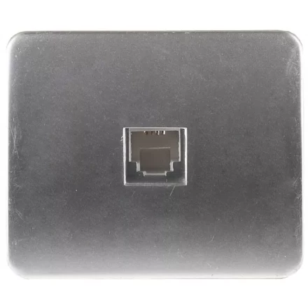 Розетка СВЕТОЗАР "ГАММА" телефонная, одинарная, без вставки и рамки, цвет светло-серый металлик SV-54117-SM купить в Нижневартовске