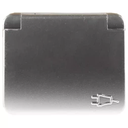 Розетка СВЕТОЗАР &quot;ГАММА&quot; с заземлением, одинарная с крышкой, без вставки и рамки, цвет светло-серый металлик, 16А/~250В SV-54110-SM