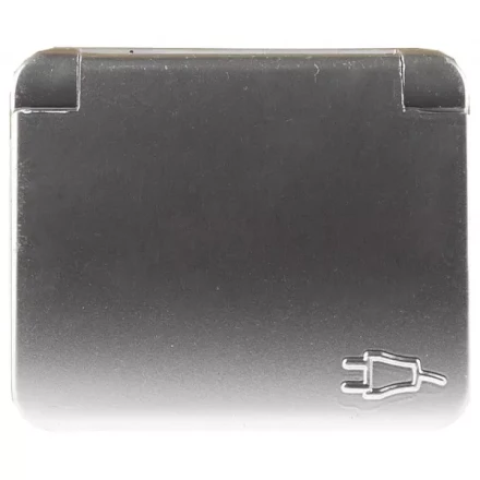 Розетка СВЕТОЗАР "ГАММА" с заземлением, одинарная с крышкой, без вставки и рамки, цвет светло-серый металлик, 16А/~250В SV-54110-SM купить в Нижневартовске