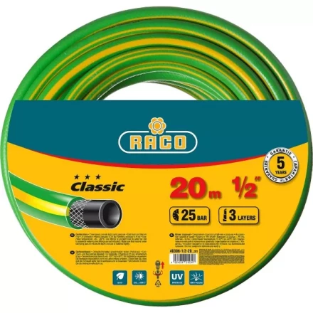 Шланг RACO CLASSIC поливочный, 25атм., армированный, 3-х слойный, 1/2"х20м 40306-1/2-20_z01 купить в Нижневартовске