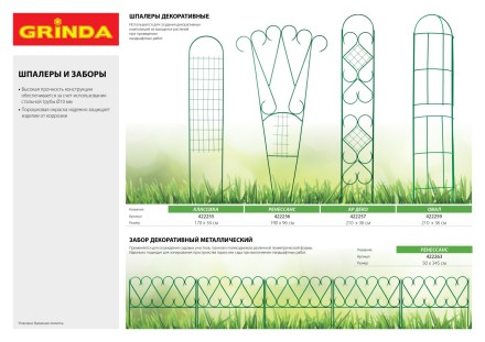 Забор декоративный GRINDA &quot;РЕНЕССАНС&quot;, металлический, 50x345см 422263 купить в Нижневартовске