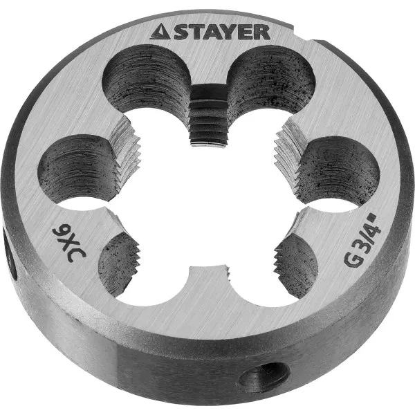 Плашка круглая ручная STAYER "MASTER", сталь 9ХС, для трубной резьбы G 3/4`` 28029-3/4 купить в Нижневартовске