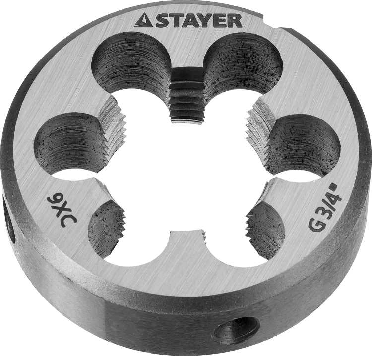 Плашка круглая ручная STAYER "MASTER", сталь 9ХС, для трубной резьбы G 3/4`` 28029-3/4 купить в Нижневартовске