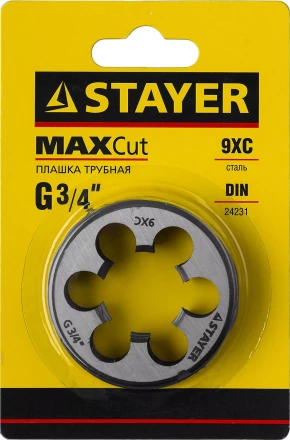 Плашка круглая ручная STAYER "MASTER", сталь 9ХС, для трубной резьбы G 3/4`` 28029-3/4 купить в Нижневартовске
