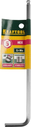 Ключ KRAFTOOL &quot;INDUSTRIE&quot; имбусовый, длинный c шариком, Cr-Mo, хромосатинированное покрытие, HEX 5 27437-5 купить в Нижневартовске