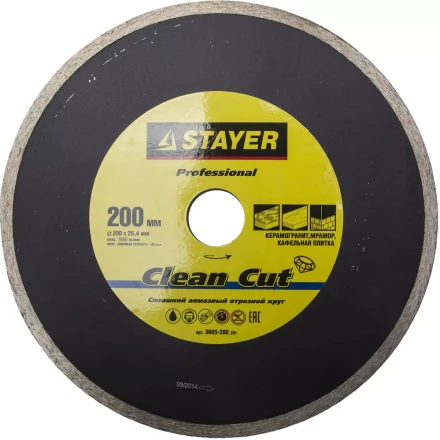 Круг отрезной алмазный STAYER "PROFESSIONAL", сплошной, влажная резка, для электроплиткореза, 25,4х200мм 3665-200_z01 купить в Нижневартовске