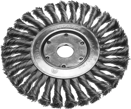 ЗУБР "ПРОФЕССИОНАЛ". Щетка дисковая для УШМ, плетеные пучки стальной проволоки 0,5мм, 175х22мм 35190-175_z02 купить в Нижневартовске