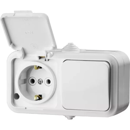 Блок STAYER "MASTER" "MAXIMA" розетка одноместная с заземлением и защитной крышкой, IP54, 16А, 220В, и выключатель одноклавишный, IP54, 10А, 220В 54311-W купить в Нижневартовске