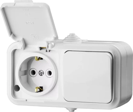 Блок STAYER "MASTER" "MAXIMA" розетка одноместная с заземлением и защитной крышкой, IP54, 16А, 220В, и выключатель одноклавишный, IP54, 10А, 220В 54311-W купить в Нижневартовске